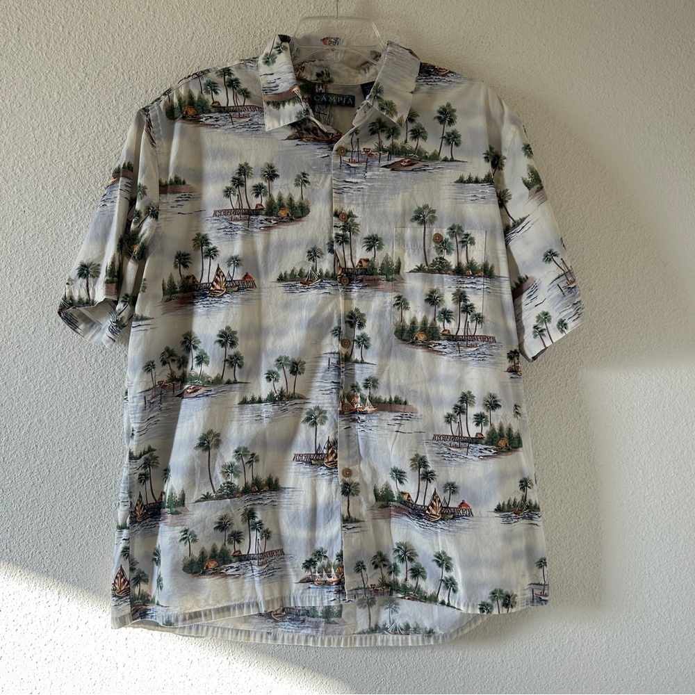 CAMPIA Cotton Hawaii Luau Party Palm Tree Island Beach Vacation Men’s XL Cruise
